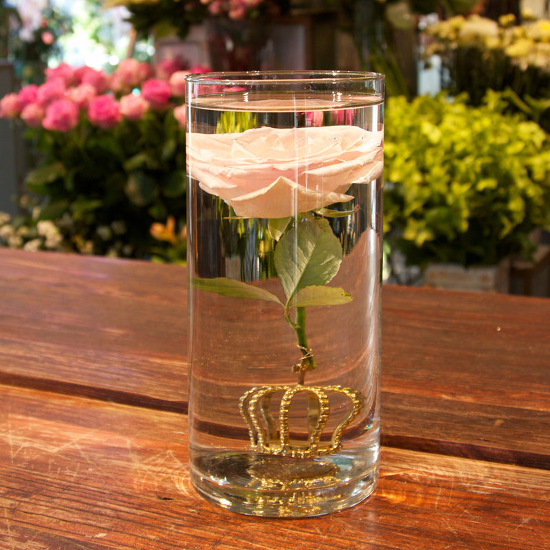 Cylinder Glass with Rose and Solder Crown