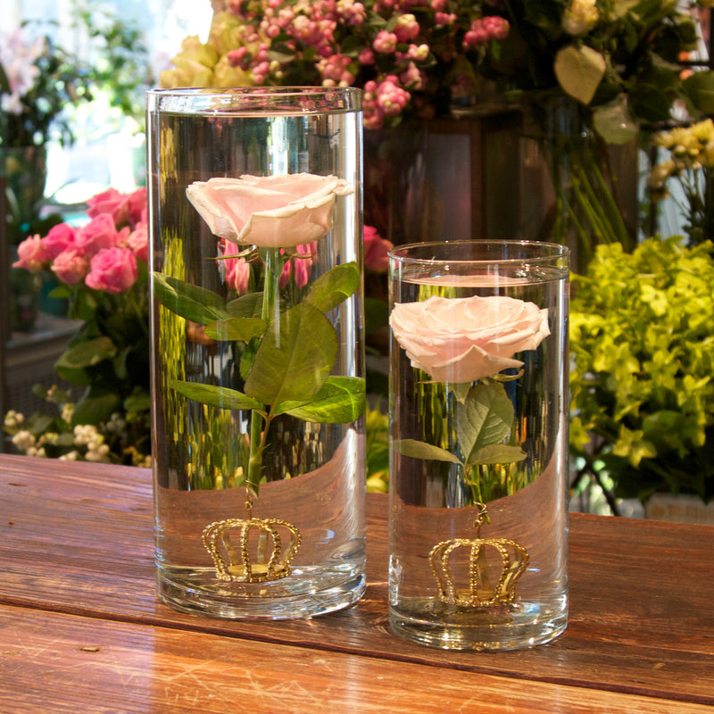 Cylinder Glass with Rose and Solder Crown