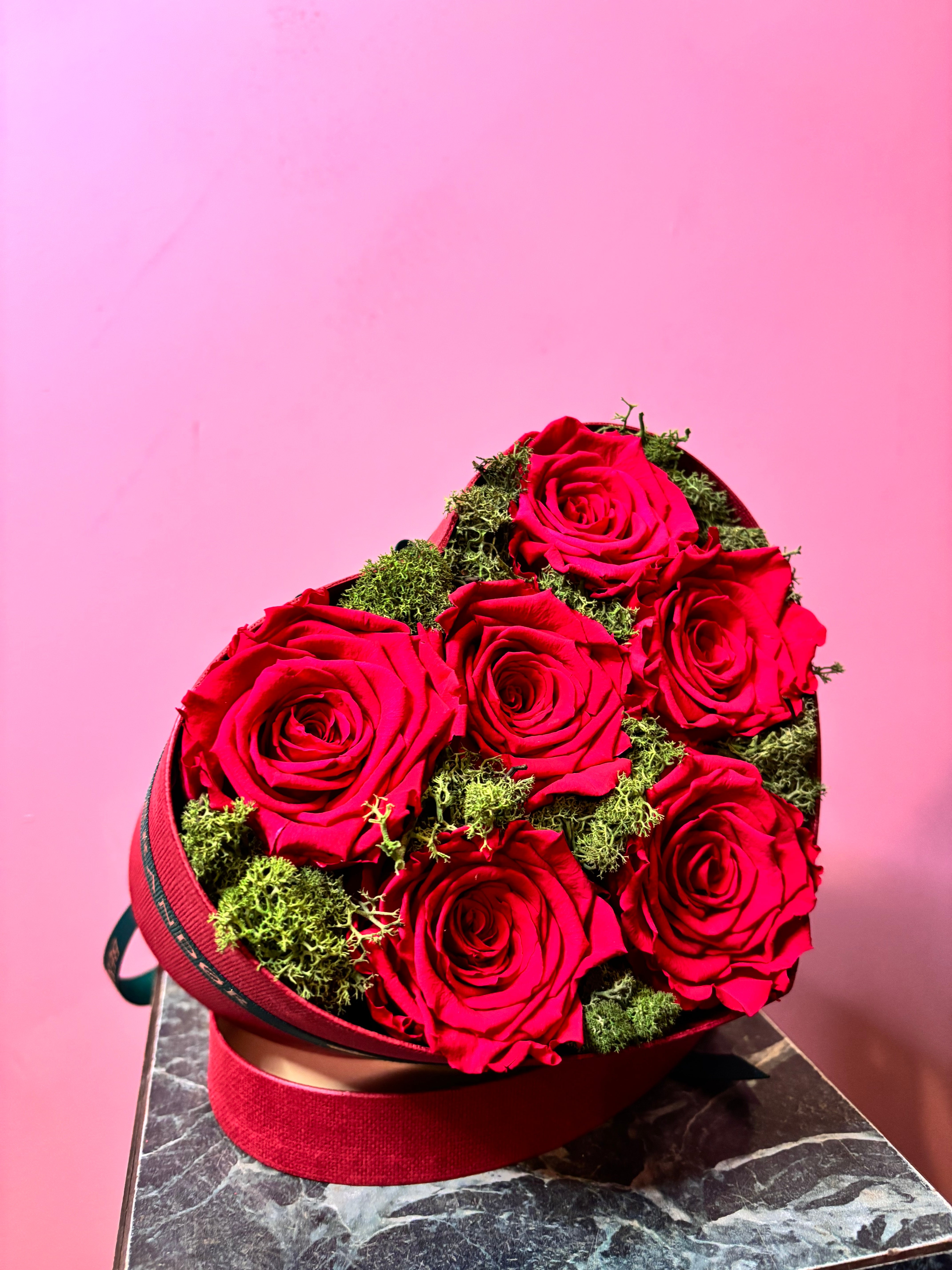 Lille hjerte æske /Konserveret rose – Bering House of Flowers Aps
